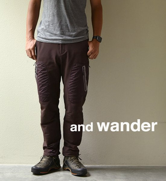 【and wander】アンドワンダー men's stretch shell pants "Brown"