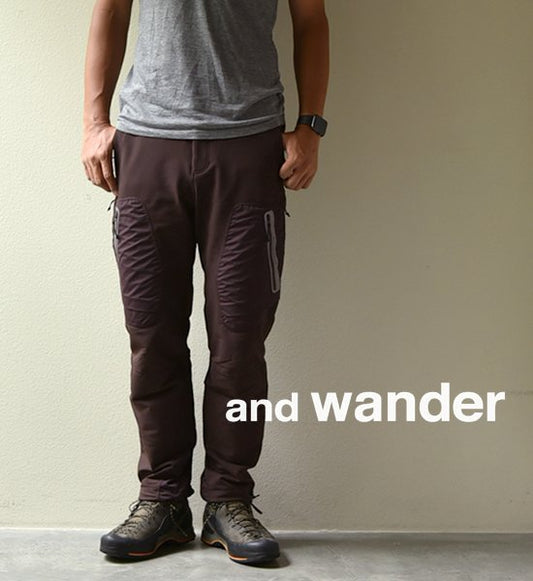 【and wander】アンドワンダー men's stretch shell pants "Brown"