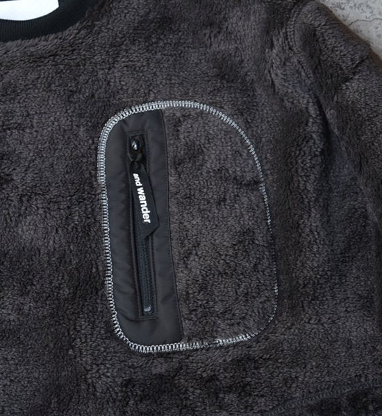 【and wander】アンドワンダー men's high loft fleece pullover ”2Color”