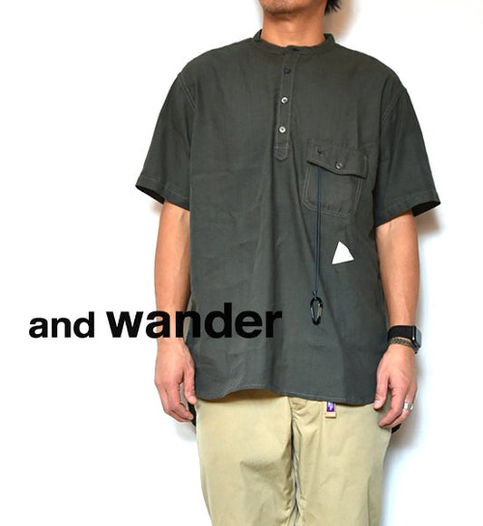 【and wander】アンドワンダー men's dry linen short sleeve shirt "2Color"