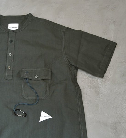 【and wander】アンドワンダー men's dry linen short sleeve shirt "2Color"