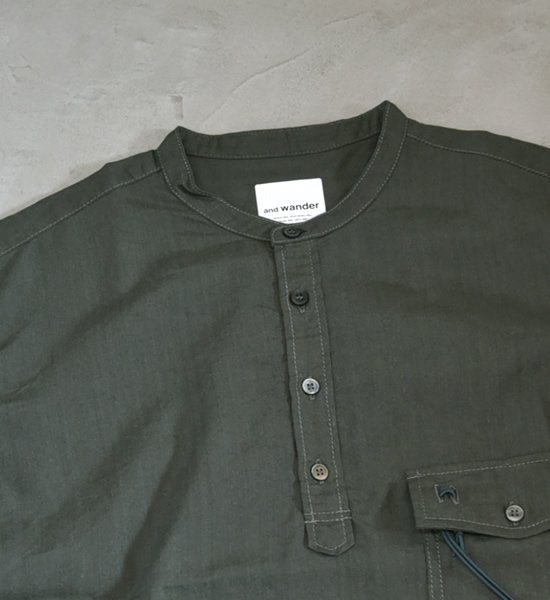【and wander】アンドワンダー men's dry linen short sleeve shirt "2Color"