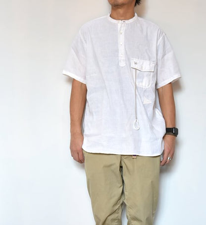 【and wander】アンドワンダー men's dry linen short sleeve shirt "2Color"