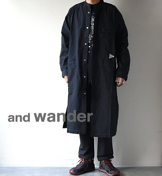 【and wander】アンドワンダー men's CORDURA typewriter long shirt "2Color"
