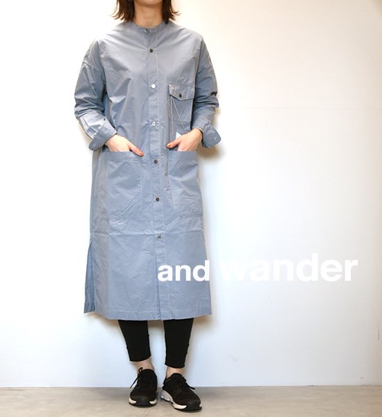 【and wander】アンドワンダー women's CORDURA typewriter long shirt "4Color"