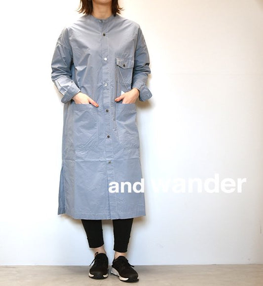 【and wander】アンドワンダー women's CORDURA typewriter long shirt "4Color"