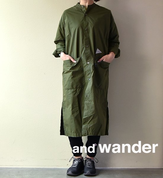 【and wander】アンドワンダー women's CORDURA typewriter long shirt "4Color"