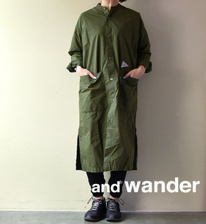 【and wander】アンドワンダー women's CORDURA typewriter long shirt "4Color"