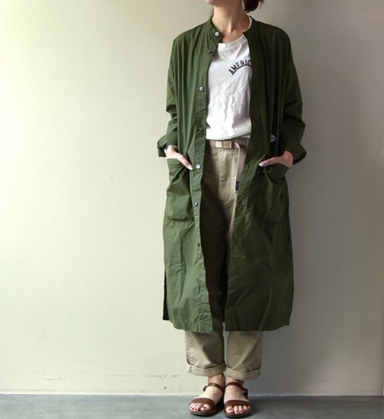 【and wander】アンドワンダー women's CORDURA typewriter long shirt "4Color"