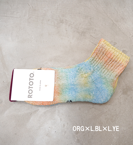 【ROTOTO】ロトト Hemp Organic Cotton Pile Ankle Socks "Tie Dye" "3Color" ※ネコポス可