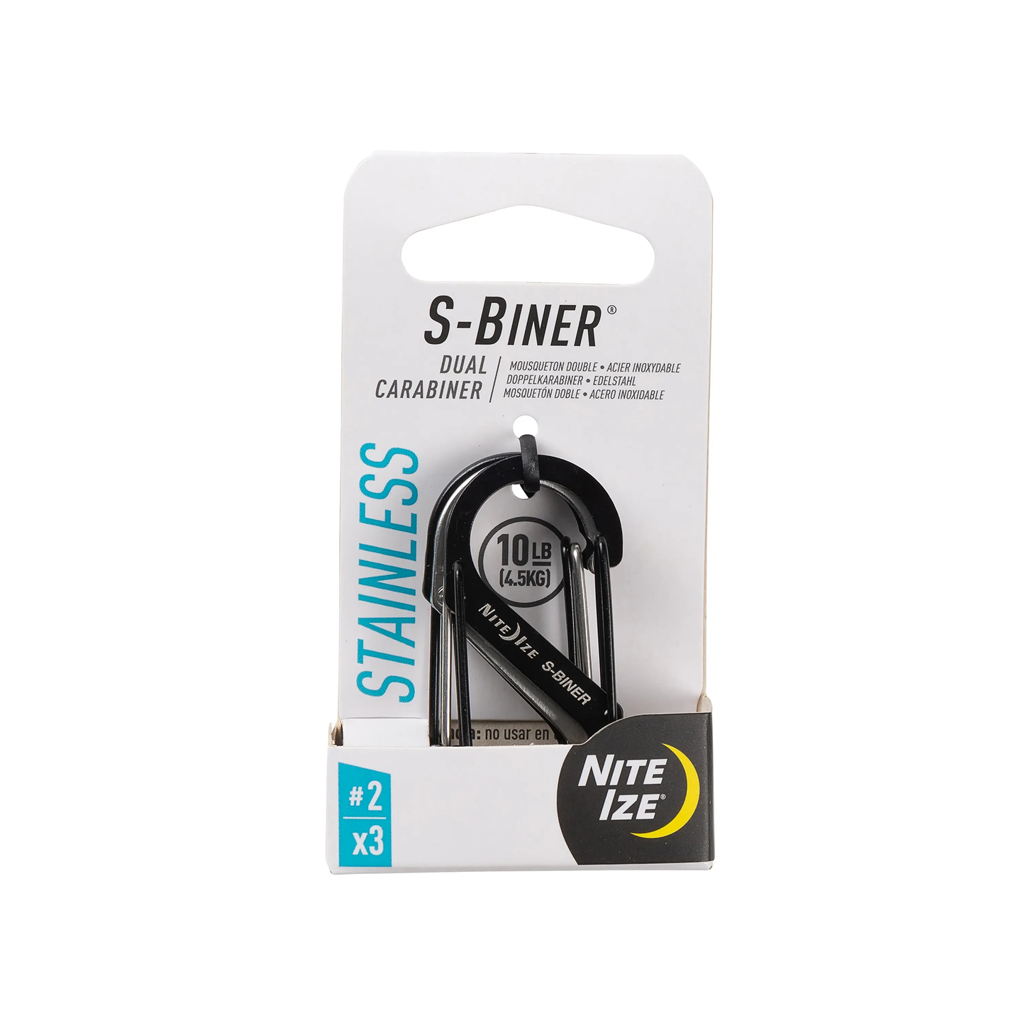 【NITE IZE】ナイトアイズ S-Biner #2 Stainless 3個入り "Black/Stainless" ※ネコポス可