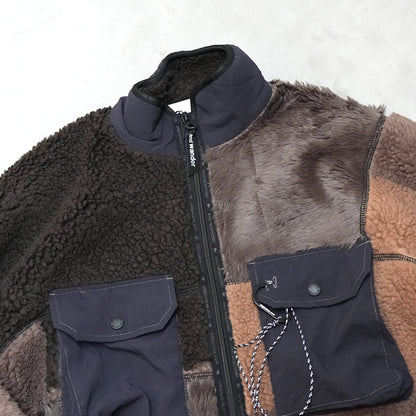 【and wander】アンドワンダー women's Mix boa jacket "2Color"