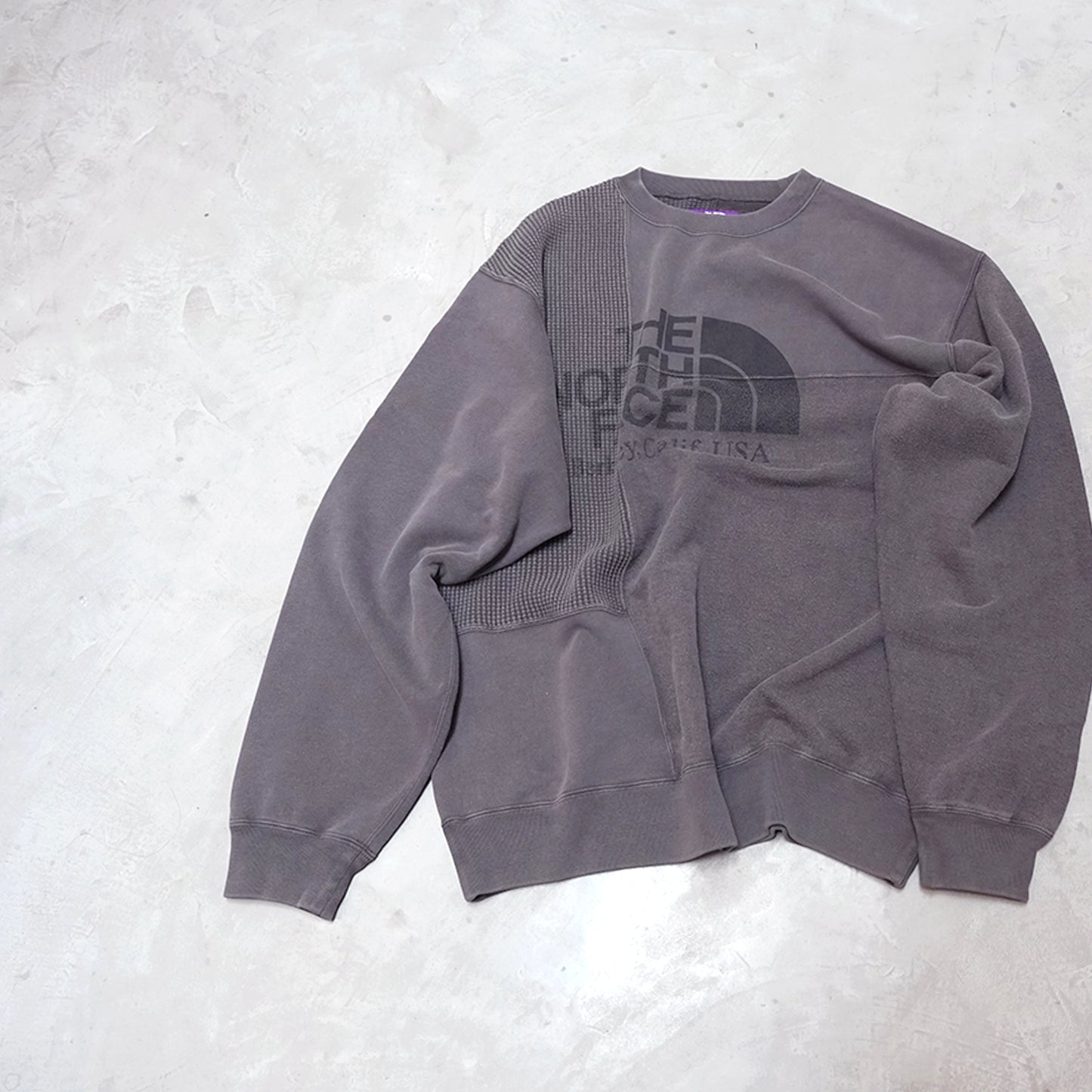 【THE NORTH FACE Purple Label】ノースフェイスパープルレーベル  men's Field Patchworked Crewneck Sweatshirt "Asphalt Gray"