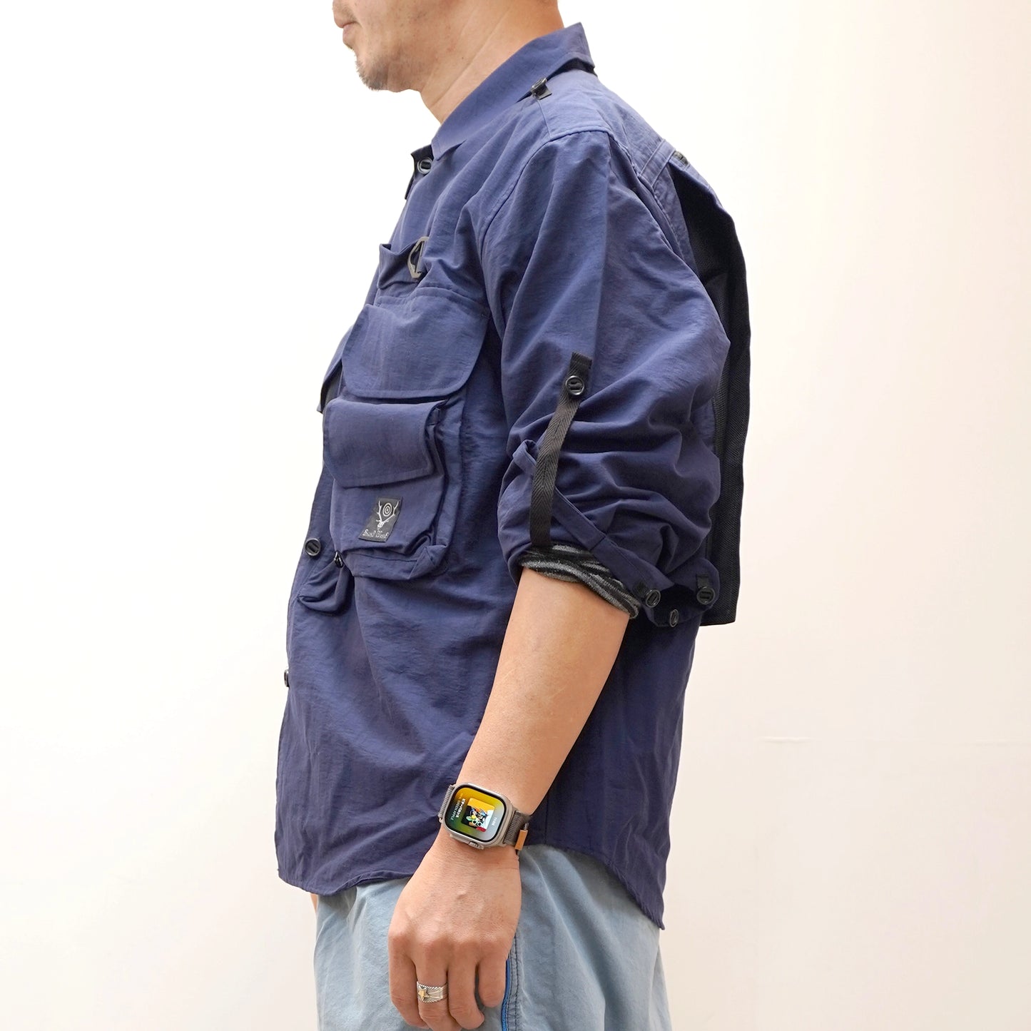 【South2 West8】サウスツーウエストエイト men's Tenkara Trout Shirt-Nylon Poplin "Navy"