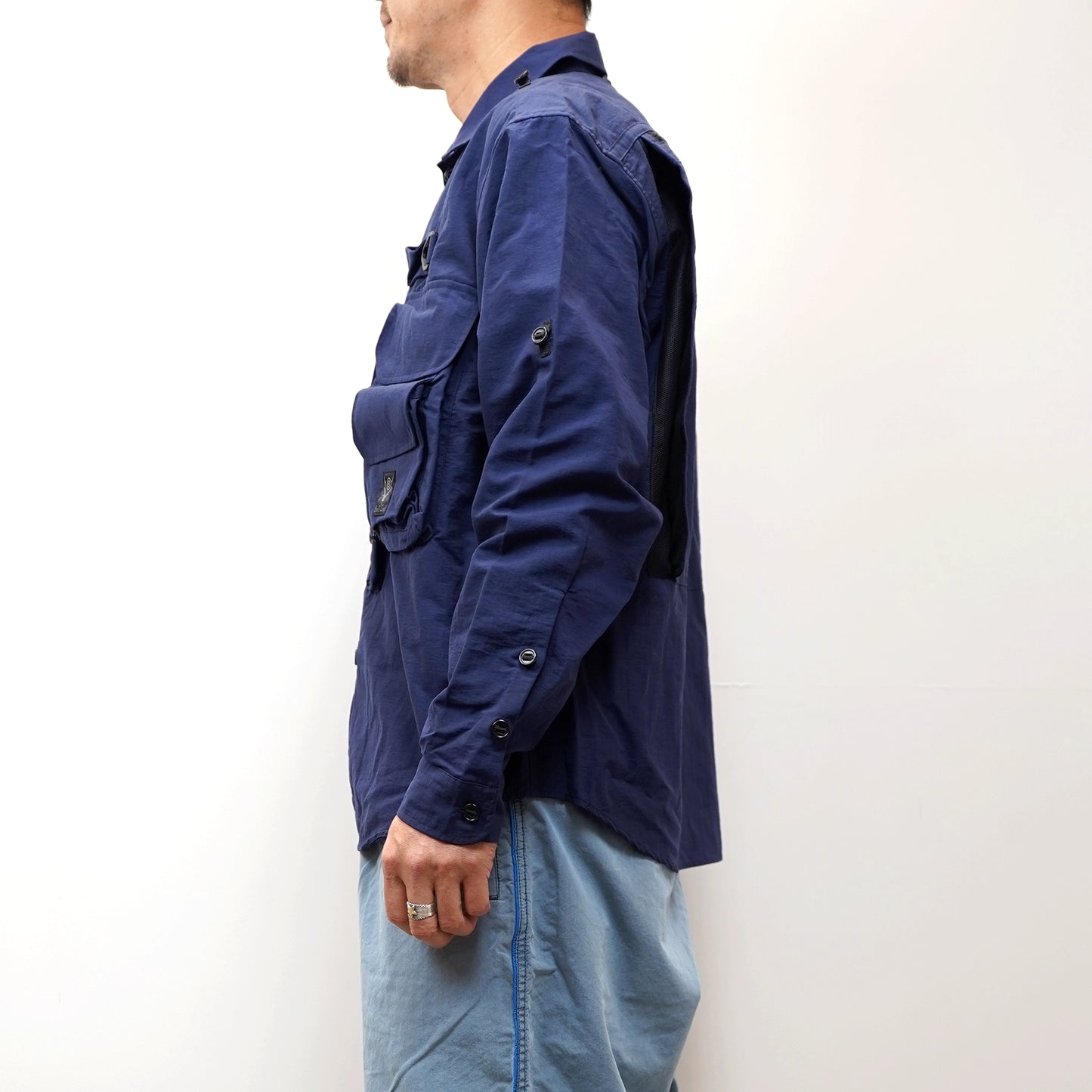 【South2 West8】サウスツーウエストエイト men's Tenkara Trout Shirt-Nylon Poplin "Navy"