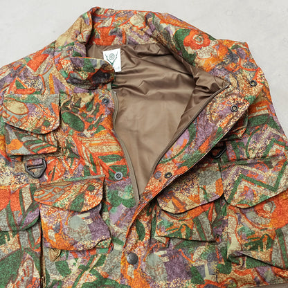 【South2 West8】サウスツーウエストエイト men's Multi-Pocket	Zipped Padding Vest-Cotton Ripstop/Printed "EZO	Forest"