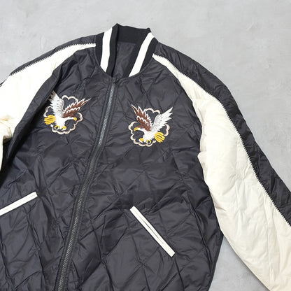 【TAION】タイオン unisex Japan Special Reversible Sukajan Down Jacket "Black/Off White×Black/D.Purple"