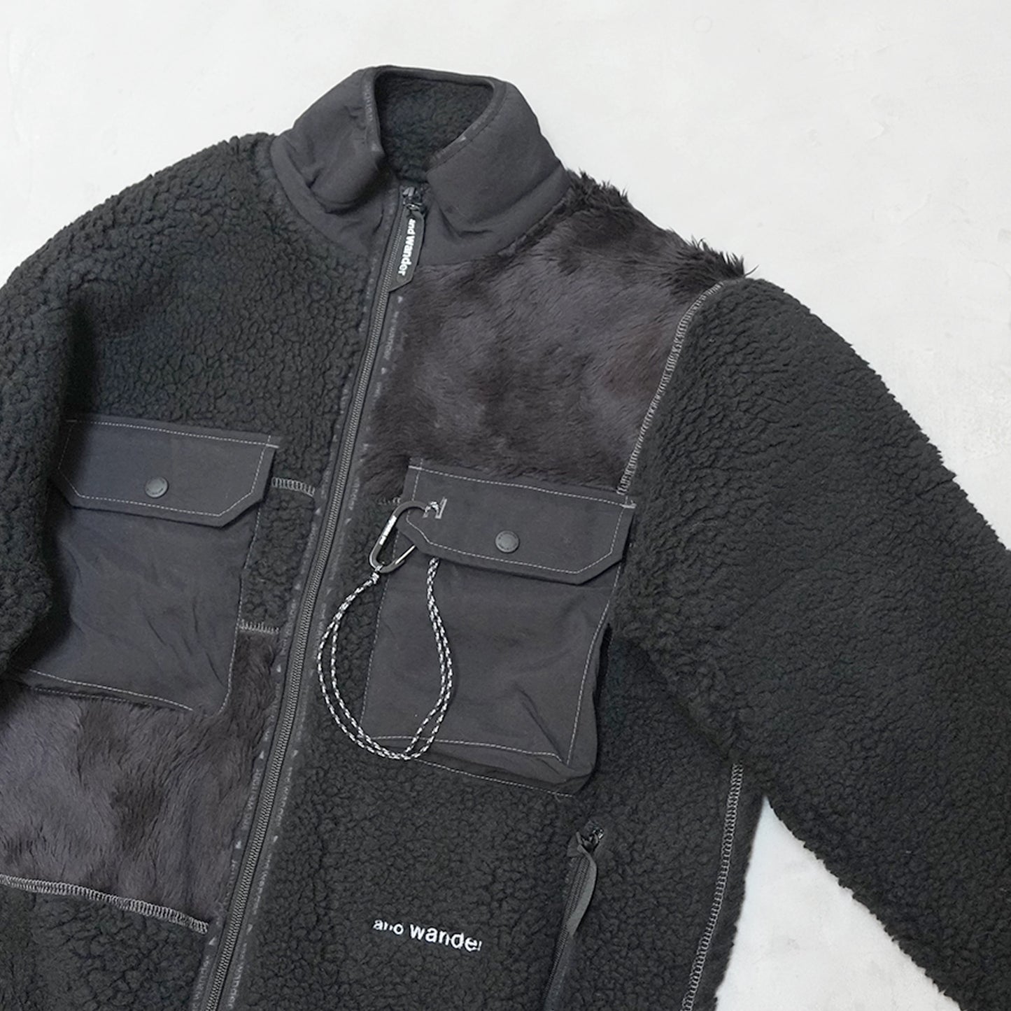 【and wander】アンドワンダー women's Mix boa jacket "2Color"