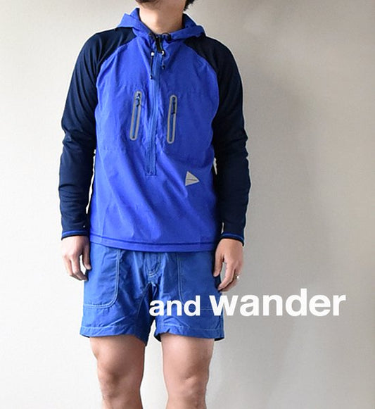 【and wander】 アンドワンダー men's tech hoodie ”Blue”
