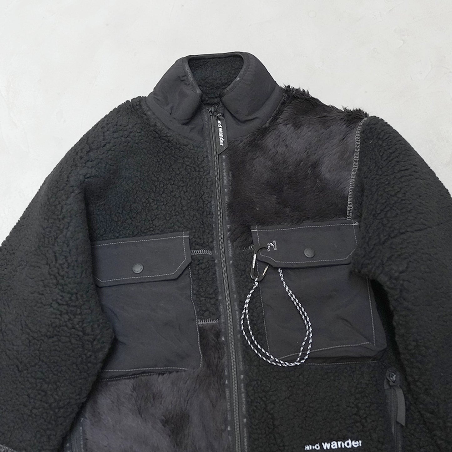 【and wander】アンドワンダー women's Mix boa jacket "2Color"